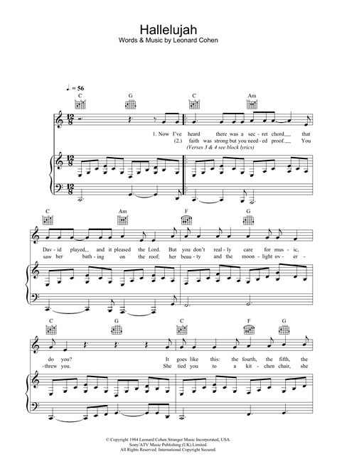 Hallelujah Piano Sheet Music Printable Free - Printable Word Searches