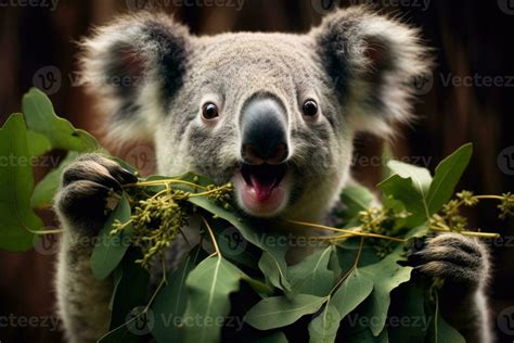 Koala is eating eucalyptus leaves. Generative AI 26442879 Stock Photo ...