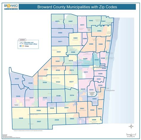 Broward County with Zip Codes | Florida county map, Broward county, Map