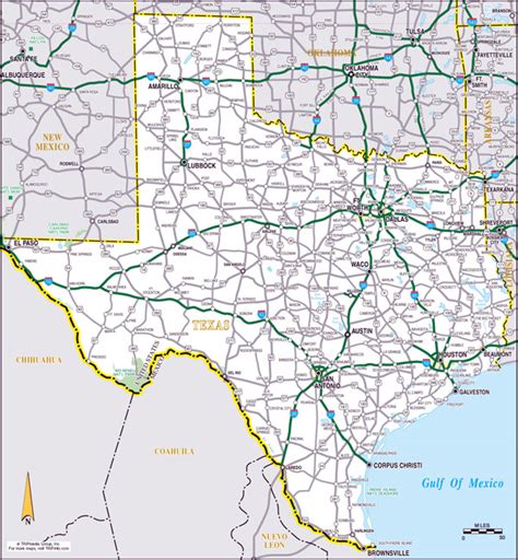 Large roads and highways map of the state of Texas | Vidiani.com | Maps ...