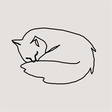 Cute Sleeping Line Art Cat wallpaper - Free shipping | Happywall