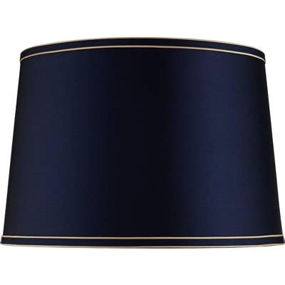 Springcrest Navy Blue Medium Drum Lamp Shade With Navy And Gold Trim 14 ...