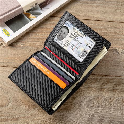 Slim Bifold Wallets for Men - Carbon Fiber Wallet RFID Blocking Thin ...