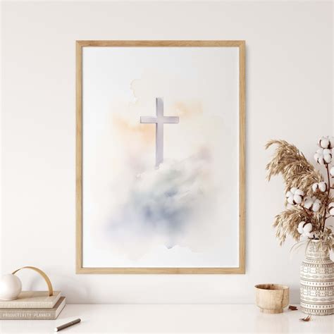 Jesus in Heaven Christian Cross Painting He Has Risen Modern Bible ...