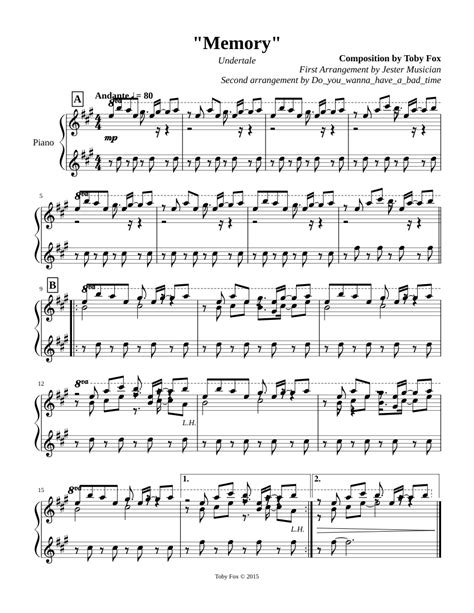 Undertale Memory Sheet music for Piano | Download free in PDF or MIDI ...