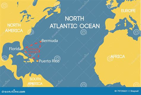 Mapa Del Vector Del Triángulo De Bermudas Ilustración del Vector ...