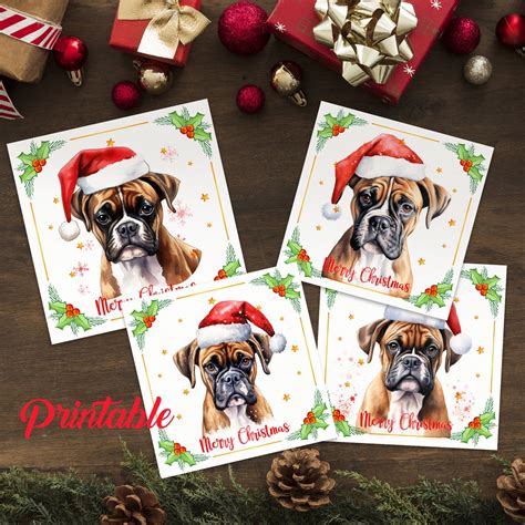 Printable Boxer Dog Christmas Cards Christmas Card Set Boxer - Etsy