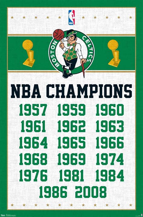 NBA Boston Celtics - Champions 13 Poster - Walmart.com - Walmart.com