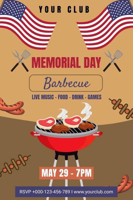 Memorial Day Cookout Invitation Poster Template | PosterMyWall