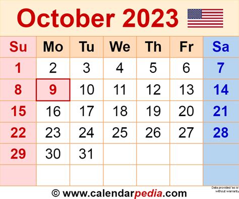 October 2023 Calendar Printable Free – Get Latest 2023 News Update