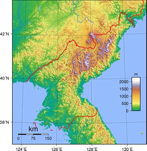 Map of North Korea (Topography) : Worldofmaps.net - online Maps and ...