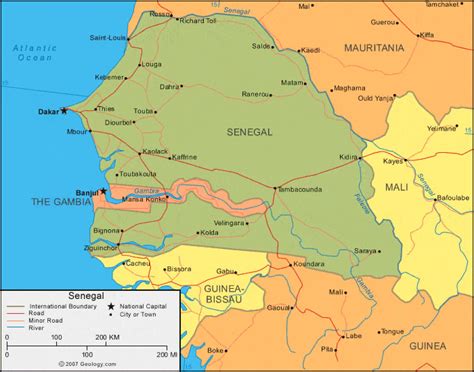 Senegal Map and Satellite Image