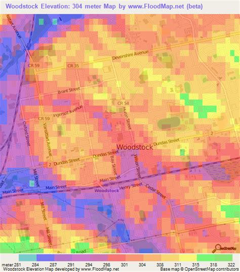 Elevation of Woodstock,Canada Elevation Map, Topography, Contour