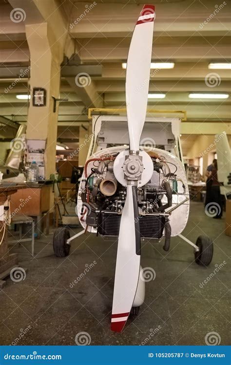 Light Airplane in Workshop. Stock Image - Image of parts, aviation ...