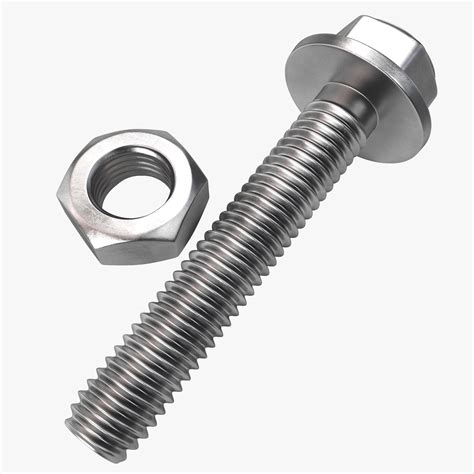 hex head flange bolt nut 3d model