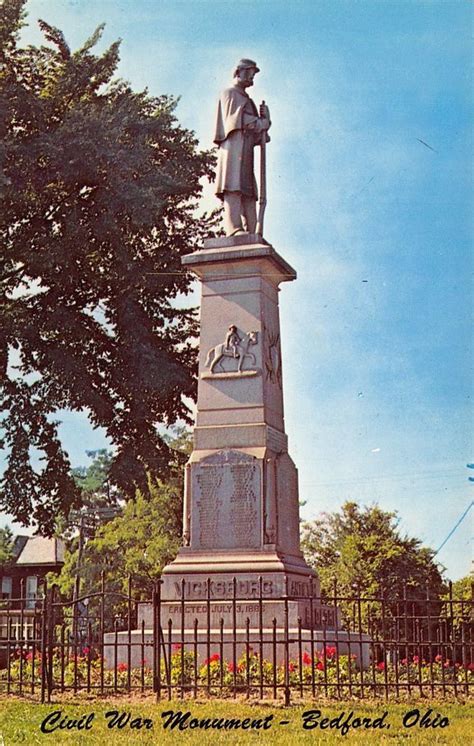 Bedford Ohio~Civil War Union Monument on the Town Square~1950s ...