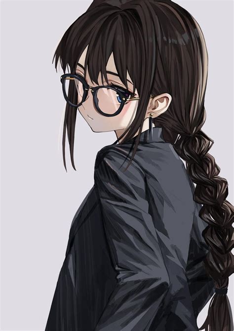 Anime Girl With Glasses And Short Black Hair - MAXIPX