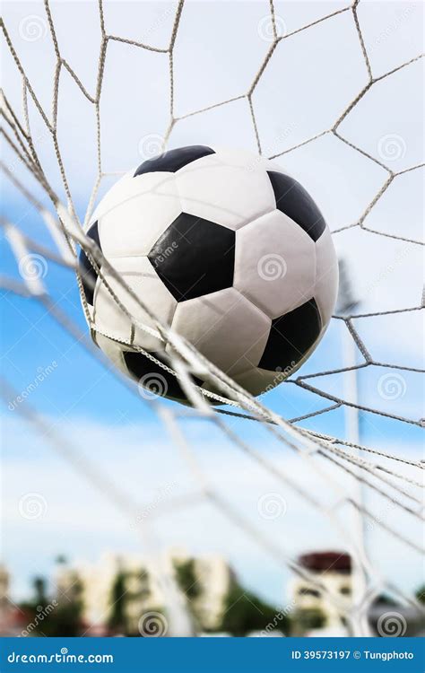 Soccer ball in goal net stock image. Image of gate, playground - 39573197