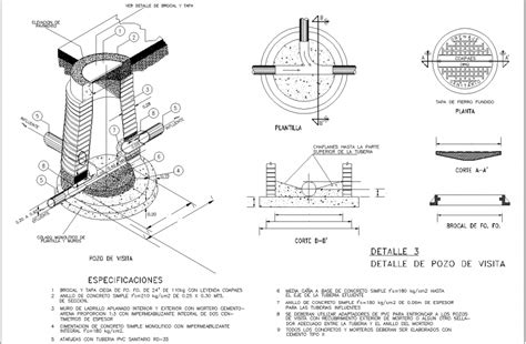 Detail of manhole drawing in dwg file. | Cad drawing, Detailed drawings ...