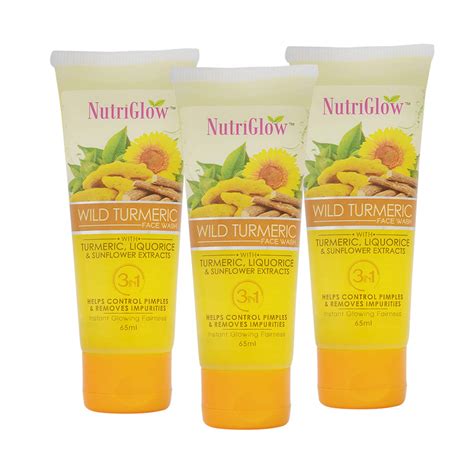 Nutriglow Natural Face Wash for Dry Skin with Turmeric Tan removal and ...