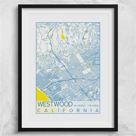 Westwood Los Angeles California Map UC Los Angeles UCLA Poster - Etsy