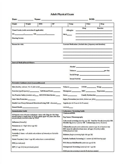 Adult Physical Forms - 5+ Free Documents In Pdf - Free Printable ...