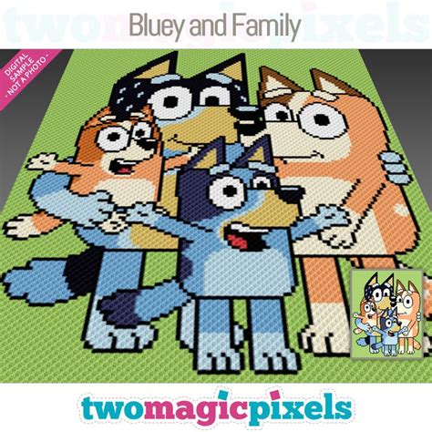 Bluey and Family C2C graph, SC graph, cross stitch graph by Two Magic ...