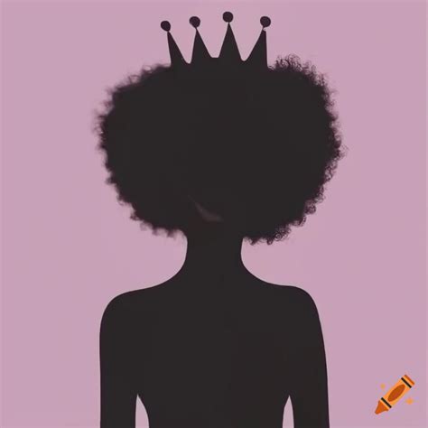 Silhouette of an afro girl wearing a crown on Craiyon