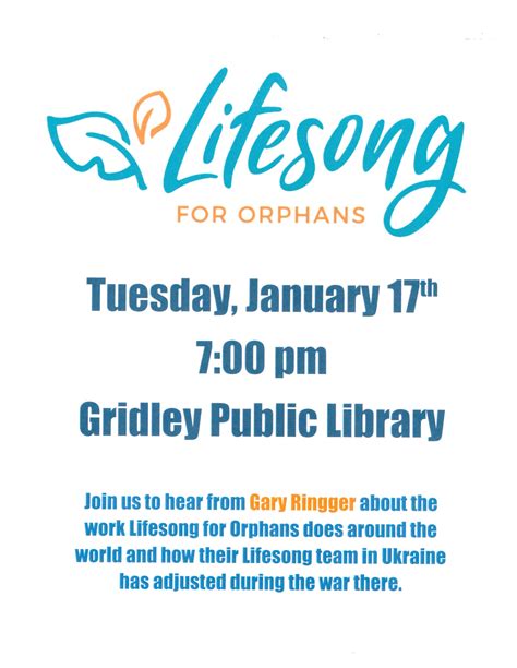 Lifesong for Orphans Presentation | Gridley Public Library District