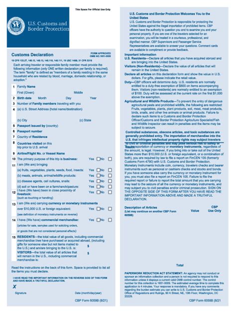 Us Customs Declaration Form 2023 - Printable Forms Free Online