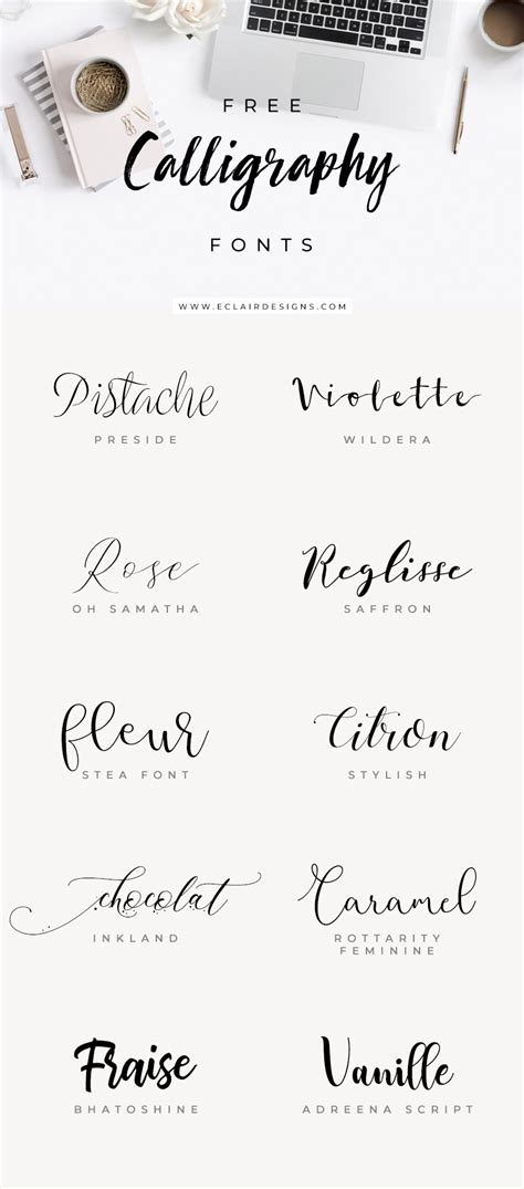 Eclair Designs 10 FREE CALLIGRAPHY FONTS