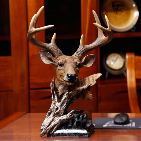 Abstract Buck Deer Head Sculpture Handmade Resin Stag Bust Statue ...