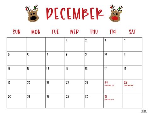 Free Printable December 2021 Calendar - Style 10