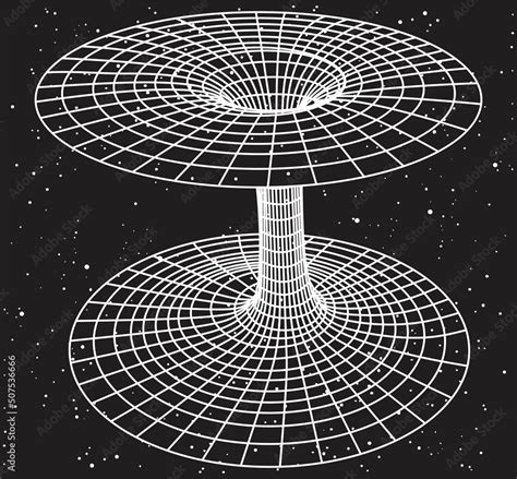 Relativity theory concept black hole wormhole sketch space star field ...