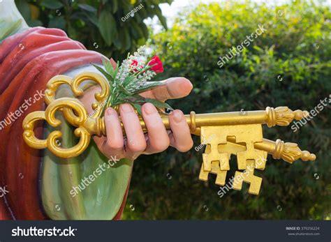 Saint Peter Hand Holding The Keys Of Heaven Stock Photo 379256224 ...