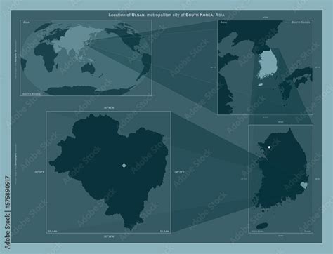 Ulsan, South Korea. Described location diagram Stock Illustration ...