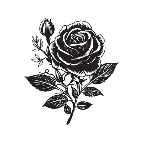 Premium Vector | Rose vintage logo concept black and white color hand ...