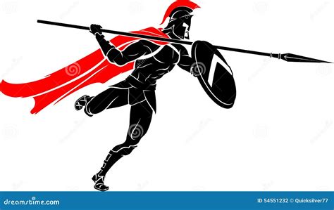 Spartan Spear Warrior Attack Stock Vector - Illustration of hero ...