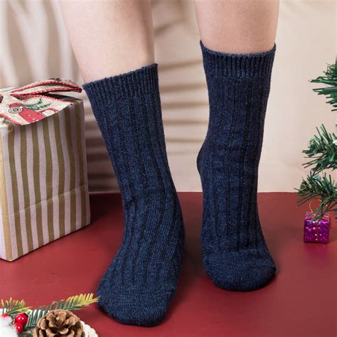 Loritta 5 Pairs Warm Wool Socks for Women, Thick Knit Thermal Crew ...