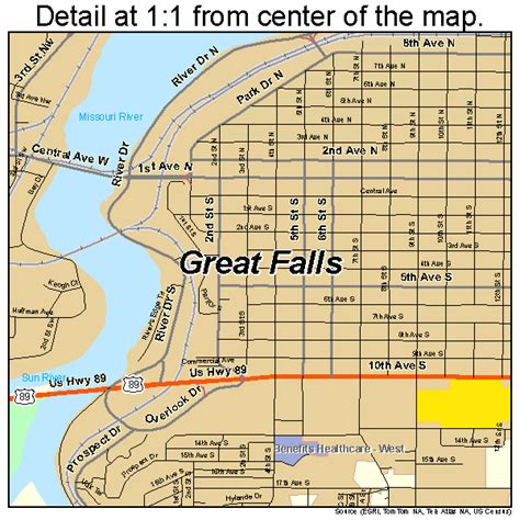 Great Falls Montana Street Map 3032800