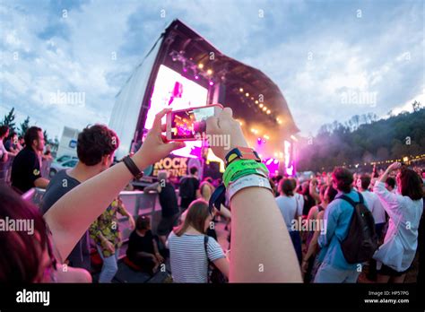 PARIS - AUG 31: Crowd in a concert at Rock En Seine Festival on August ...