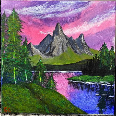 Alaskan Mountains at Sunset Acrylic Painting on Canvas | Etsy