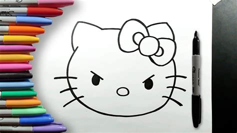 How to Draw Hello Kitty Angry Head with Colored Markers Step by Step ...