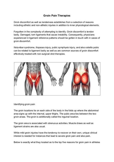 Groin pain therapies