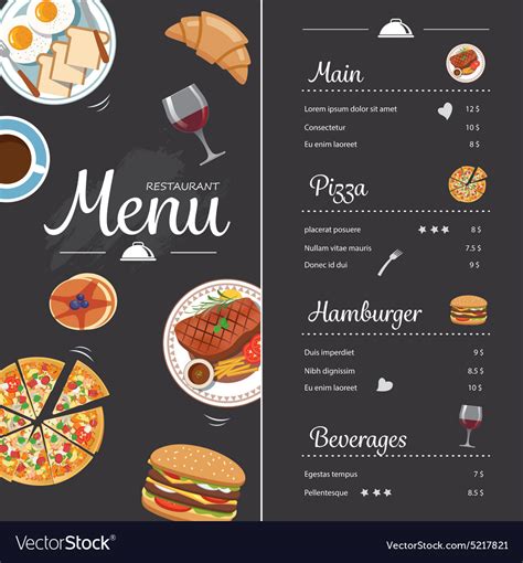 Restaurant food menu design with chalkboard Vector Image