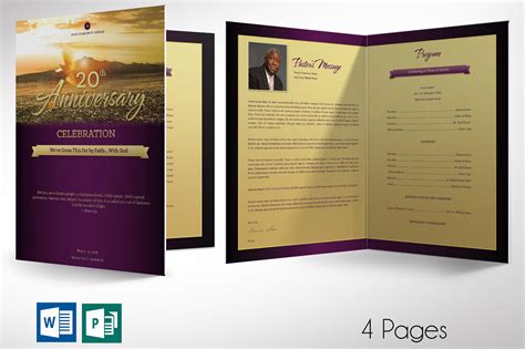 Church Anniversary Program Large Word Publisher Template