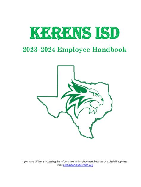 Kerens ISD 20232024 Employee Handbook Doc Template | pdfFiller