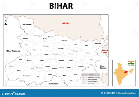 Bihar Map. Bihar District Map, India. Bihar, India, Vector Map Isolated ...