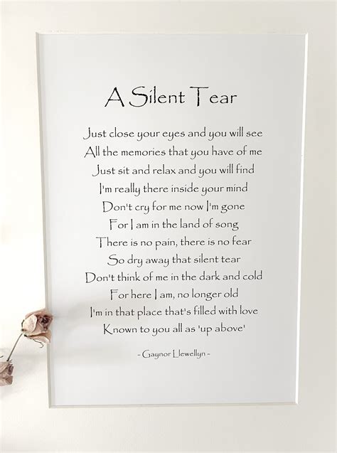 A Silent Tear. Print. Funeral Poem. Bereavement Gift Sympathy - Etsy ...