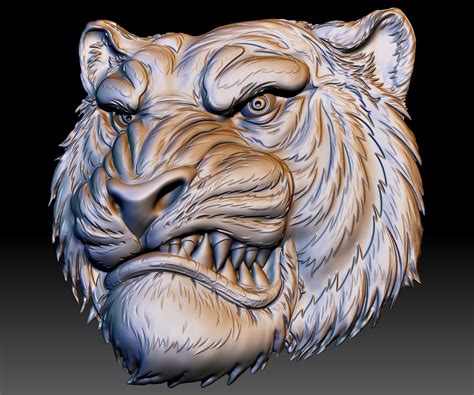 3D file Tiger head STL file 3d model - relief for CNC router or 3D ...